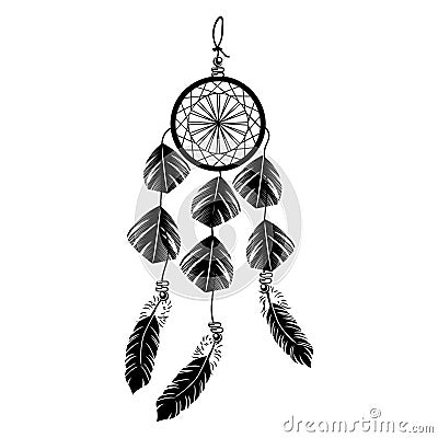 Indian black dream catcher vectorÂ image on white background Vector Illustration